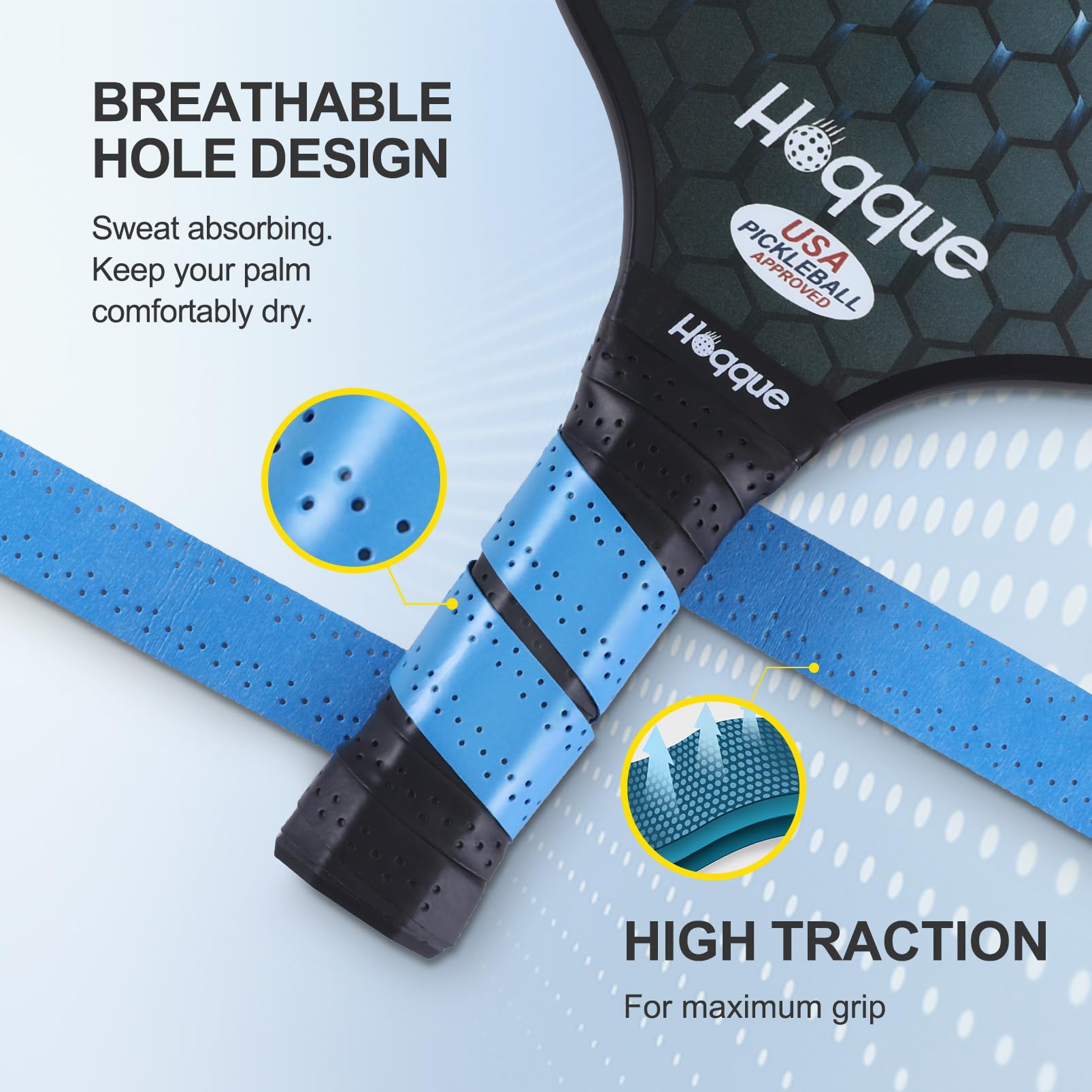 Hoqque 6 Packs Pickleball Paddle Grip Tape Tennis Badminton Racket Overgrip Comfort Dry Feel Racquet Handle Wrap Pickle Ball Equipment Accessories Kit Tennis Lovers Women Men Birthday Blue 1