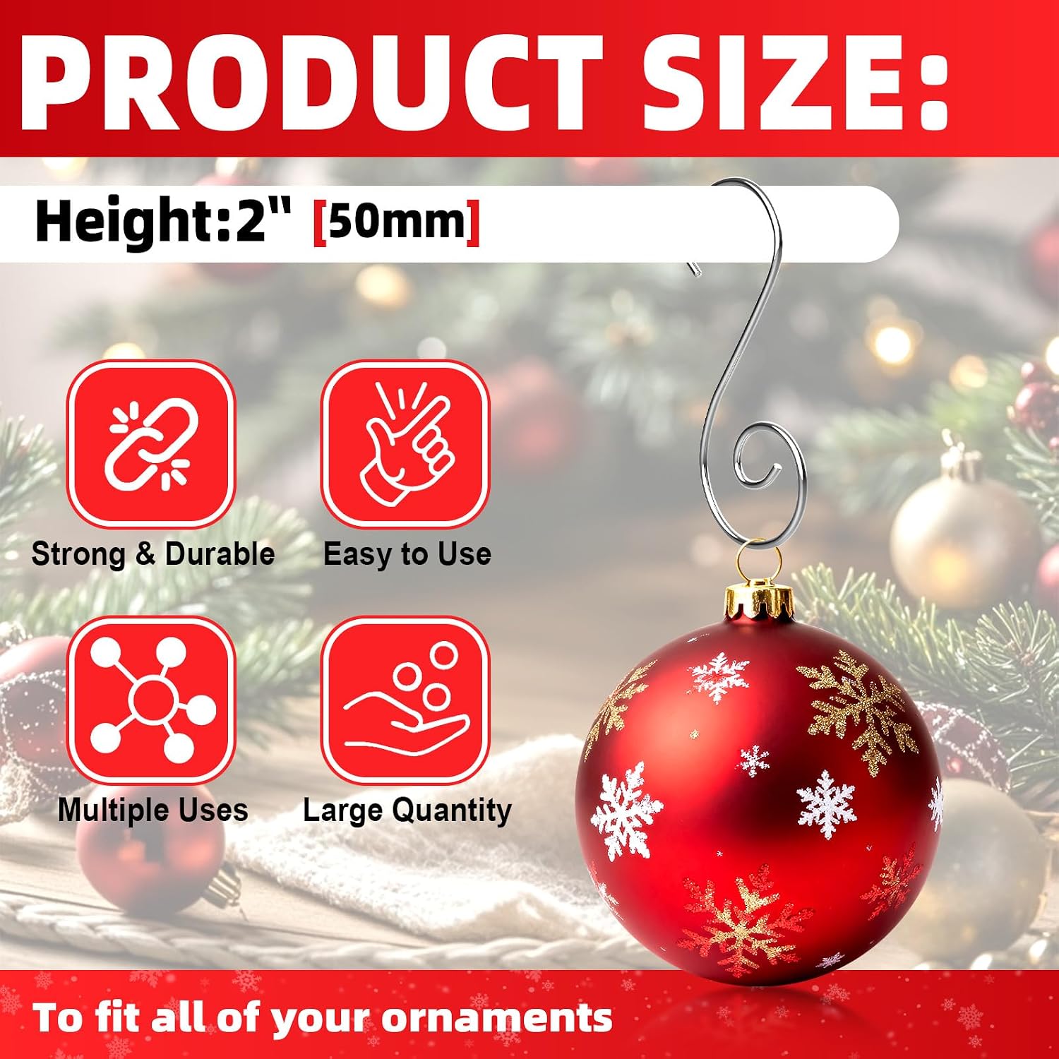 160 Pcs Christmas Ornament Hooks Silver S-Shaped Hangers with Storage Box Christmas Tree Hooks for Ornaments, Xmas Ornament Hangers for Tree Decoration
