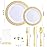 WELLIFE 350Pcs Gold Dinnerware Sets, Plates and Napkins Party Supplies Include:50 Dinner Plates, 50 Dessert Plates, 50 Paper Napkins, 50 Cups, 50 Gold Plastic Cutlery Set