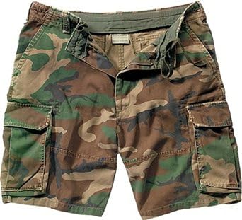 Army Paratrooper Cargo Shorts - Tactical Military Style & Colors Fatigue Short, Vintage Washed Material, Zipper Fly