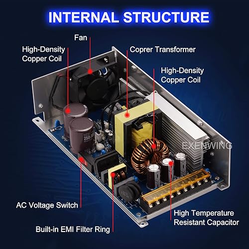 Miniatura 4 de EXENWING Adaptador de fuente de alimentación conmutada DC 12V 83Amp 1000Watt SMPS AC 110V  220V a DC 12V Convertidor de transformador regulado de