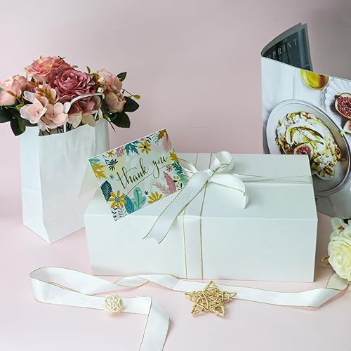 Miniatura 6 de YINUOYOUJIA Cajas de regalo de 14 x 9 x 4.5 pulgadas, caja de regalo blanca con tapa de cierre magnético, cinta y tarjeta, caja de regalo para