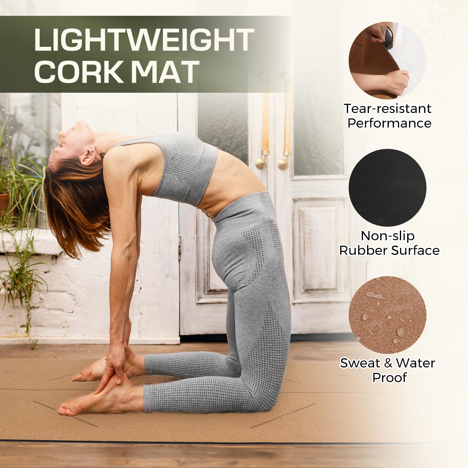 Tapete de yoga de 1/2 pulgada de grosor con correa de nailon para hombres y mujeres, tapete de ejercicio antideslizante para yoga