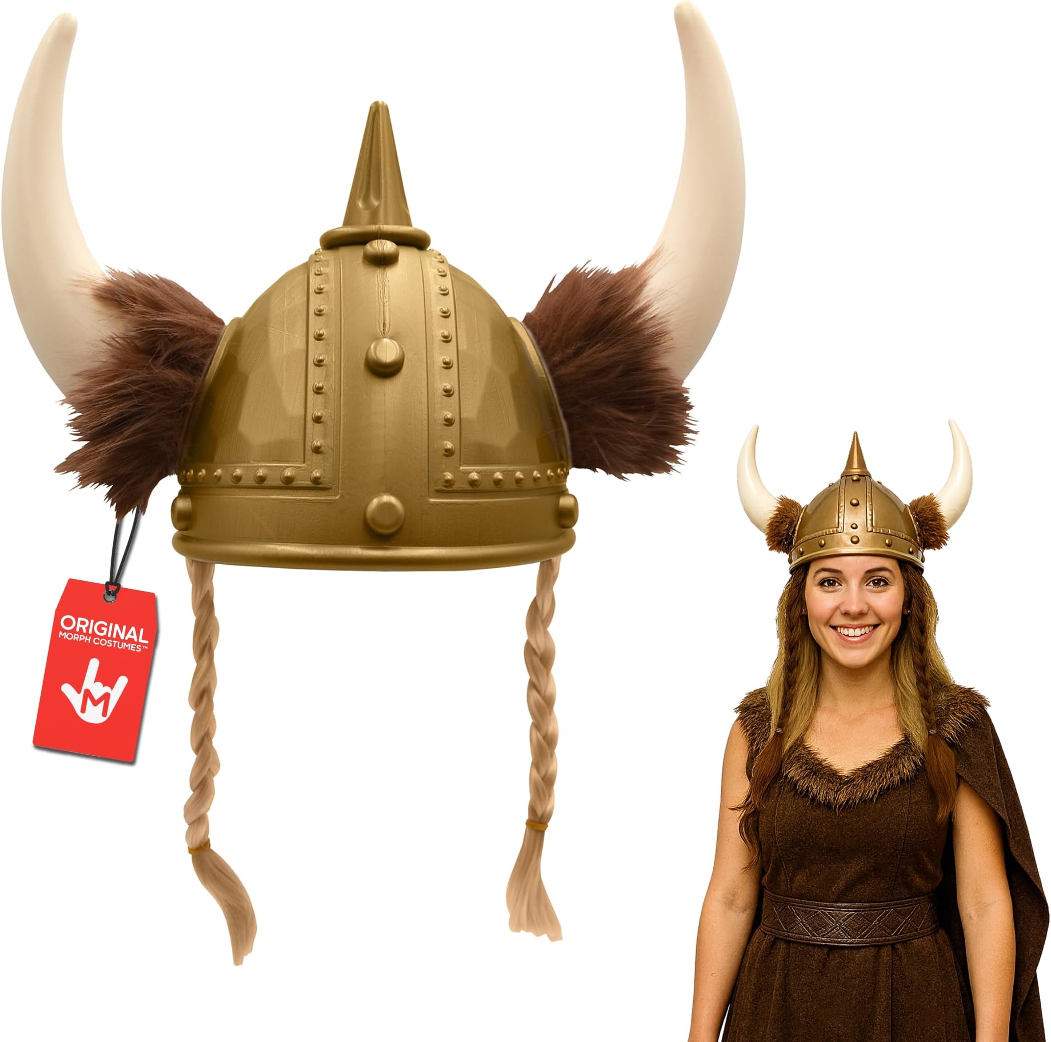Morph Viking Helmet Horns, Viking Hat with Vikings Accessories Women - Medieval Vikings Costume Men