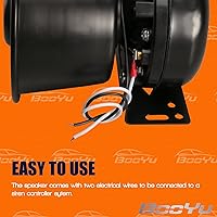 Vista 5 de BooYu Altavoz de bocina de sirena PA de alto rendimiento de 200 vatios [acero negro] [8 ohmios] [125-135 dB] [IP66 resistente al agua]