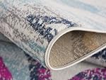 Rug Branch Zola 4' x 6' (3'9" x 5'6") Beige/Blue Abstract Wave Intérieur Rug, Contemporain, Pile moyen, Tapis résistant aux taches - Salon, Chambre, Salle à manger et Cuisine