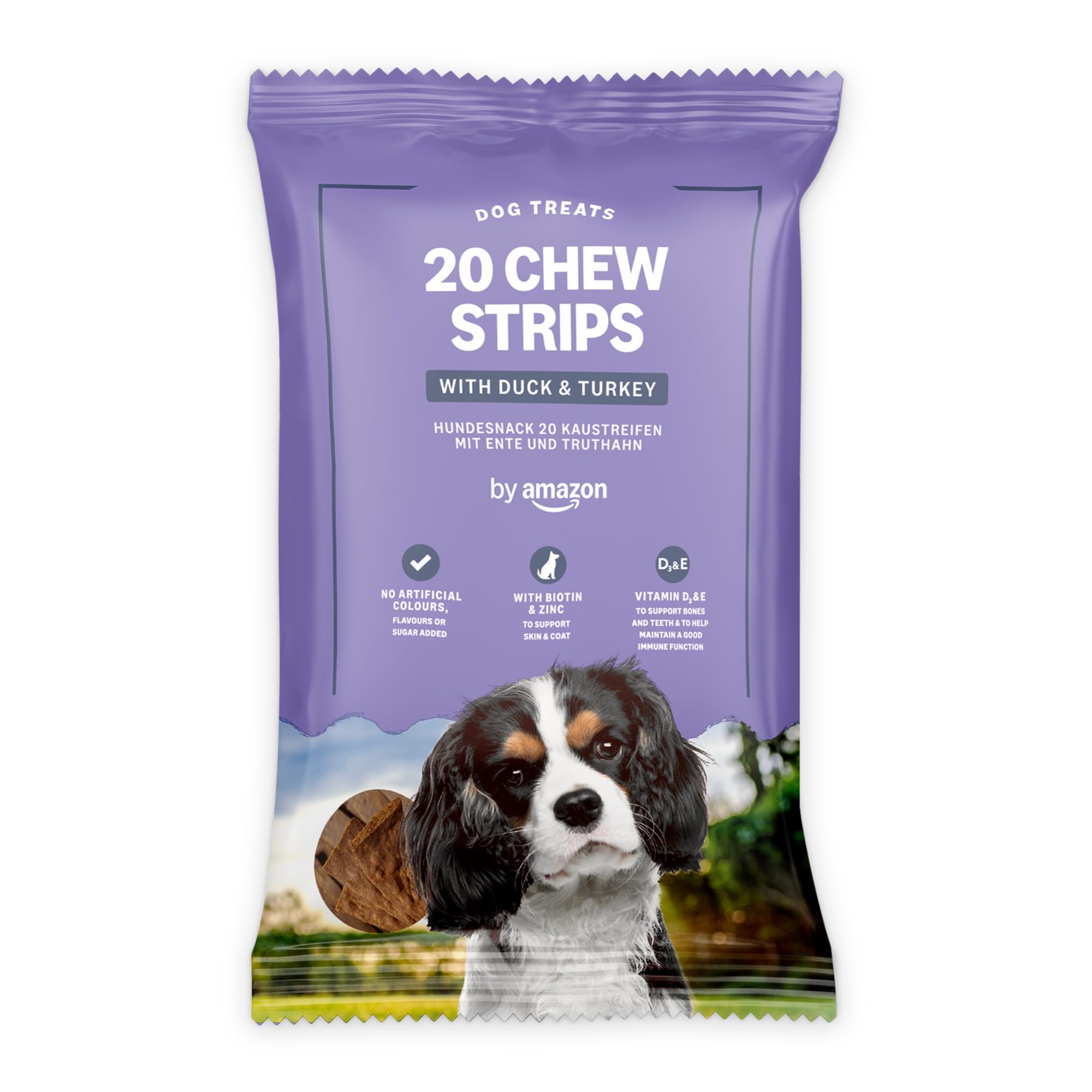 by Amazon - Dog Treats - 20 Chew Strips with Duck & Turkey, 200g