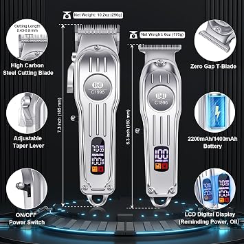 CIICII Mens Hair Clippers, Trimmer and Shaver Set, Cordless Barber Kit