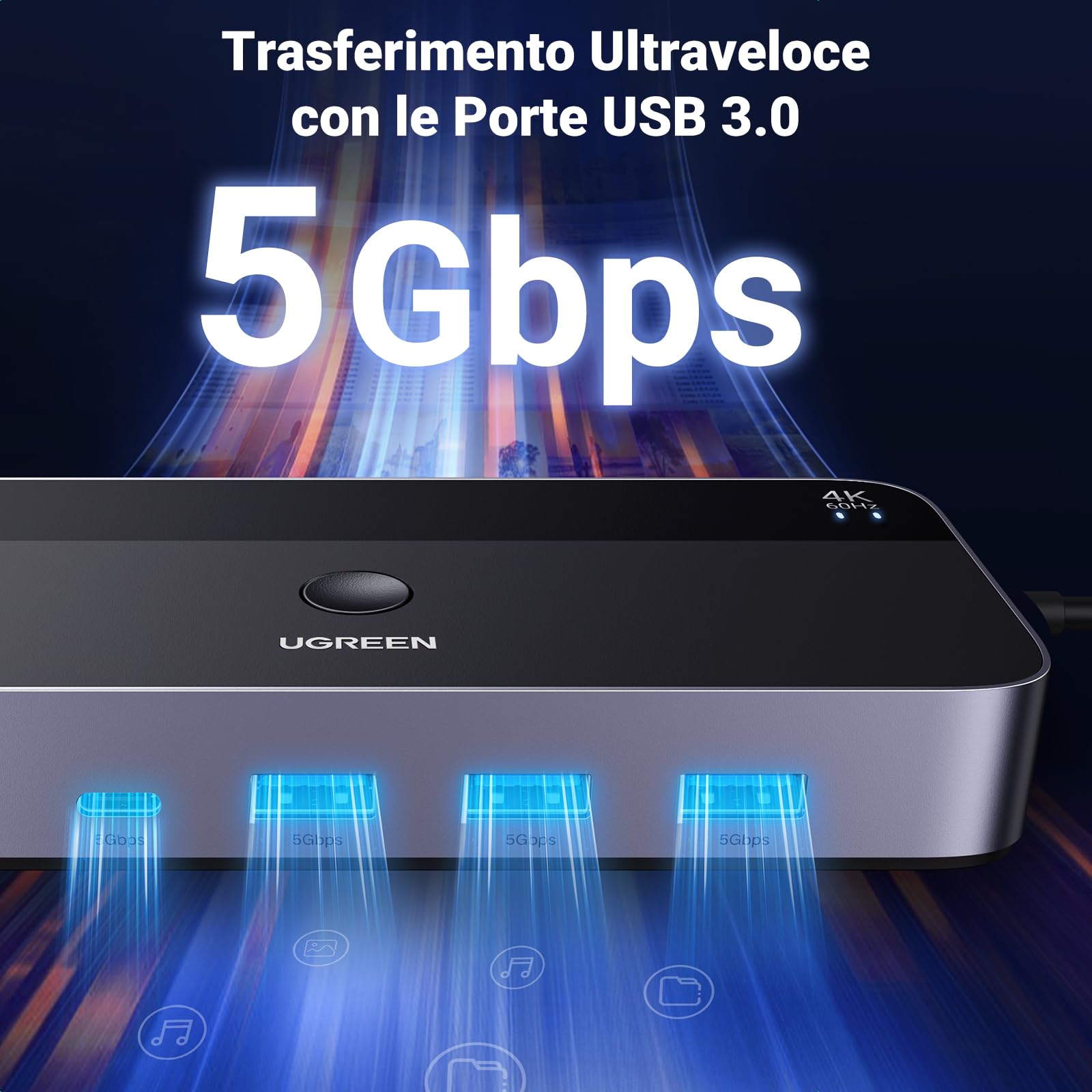 UGREEN Cavo HDMI+Switch HDMI KVM 2 Ingressi 1 Uscite