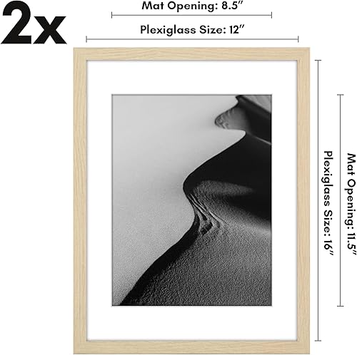 Vista 230 de Americanflat Portarretratos de 8 x 12 pulgadas con plexiglás pulido, juego de 2 portarretratos de 6 x 8 pulgadas con paspartú o para fotos de 8 x 12
