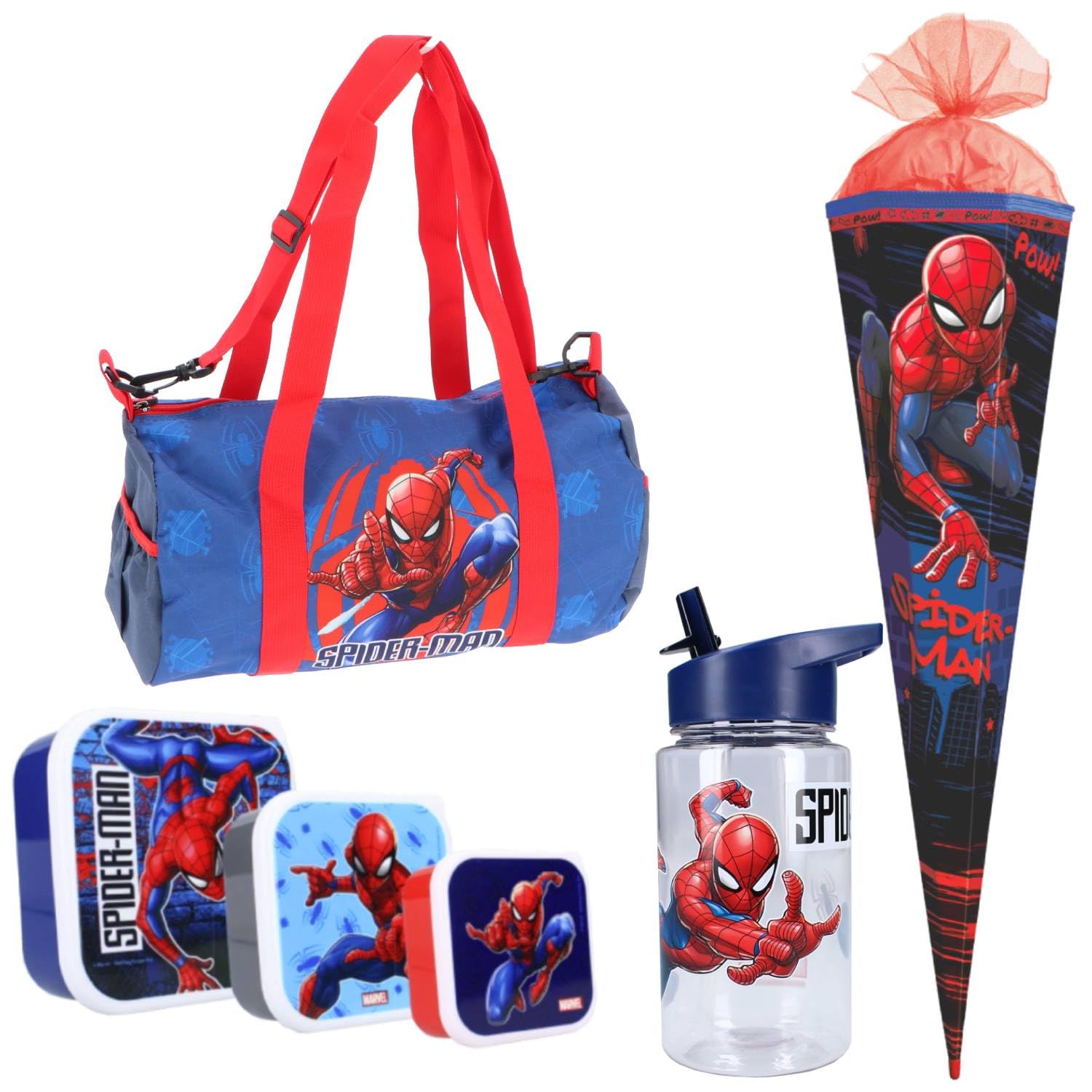 Spiderman Schulranzen Set 13-TLG. - Schultasche Jungen 1. Klasse - Grundschule Ranzen - Ergonomischer Schulrucksack