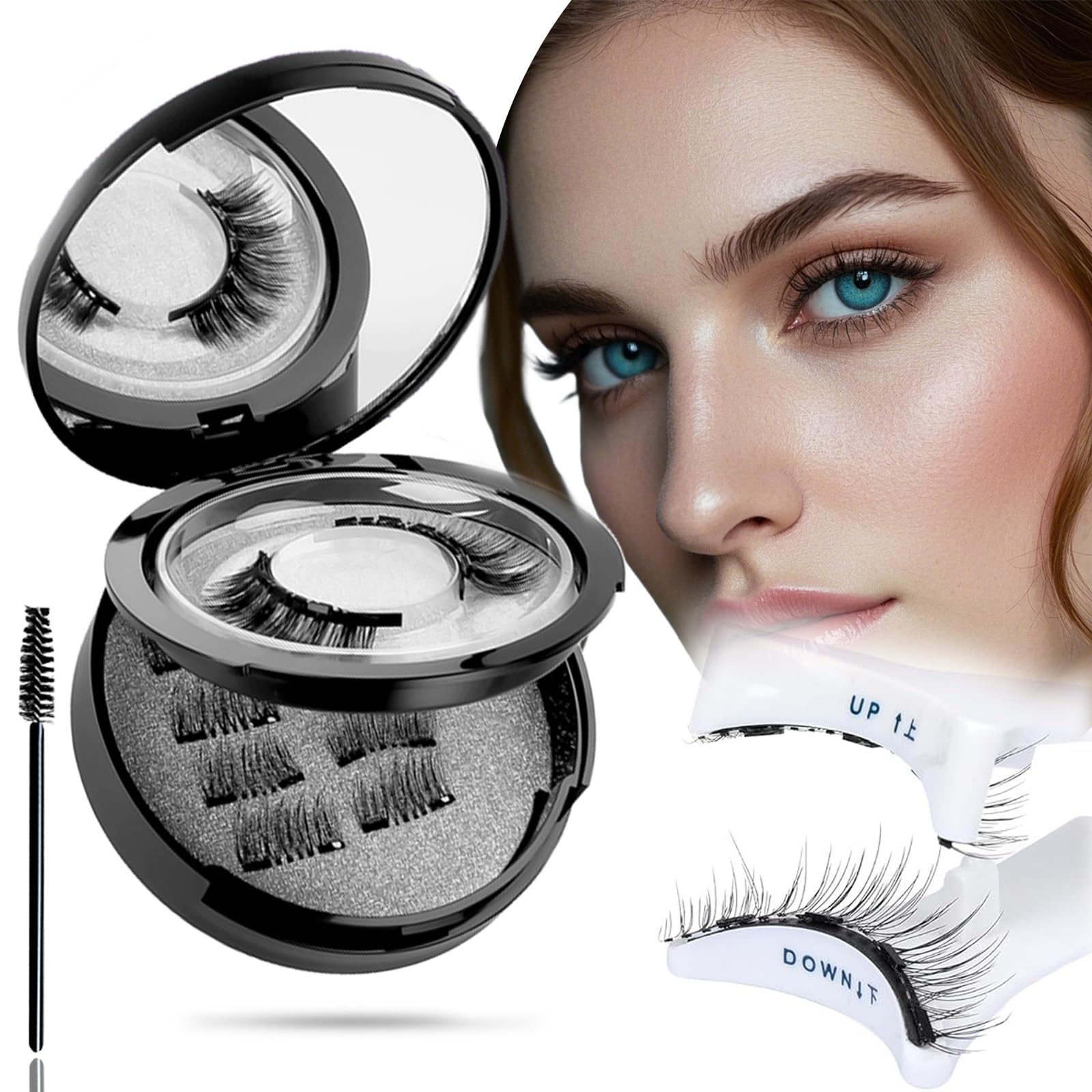 Magnetische Wimpern, natürliches Aussehen, bestes magnetisches UK-Set mit Applikator, 3D-falsche Wimpern, magnetisch, wiederverwendbar, Magnetauge, kein Kleber oder Eyeliner erforderlich, für Anfänger