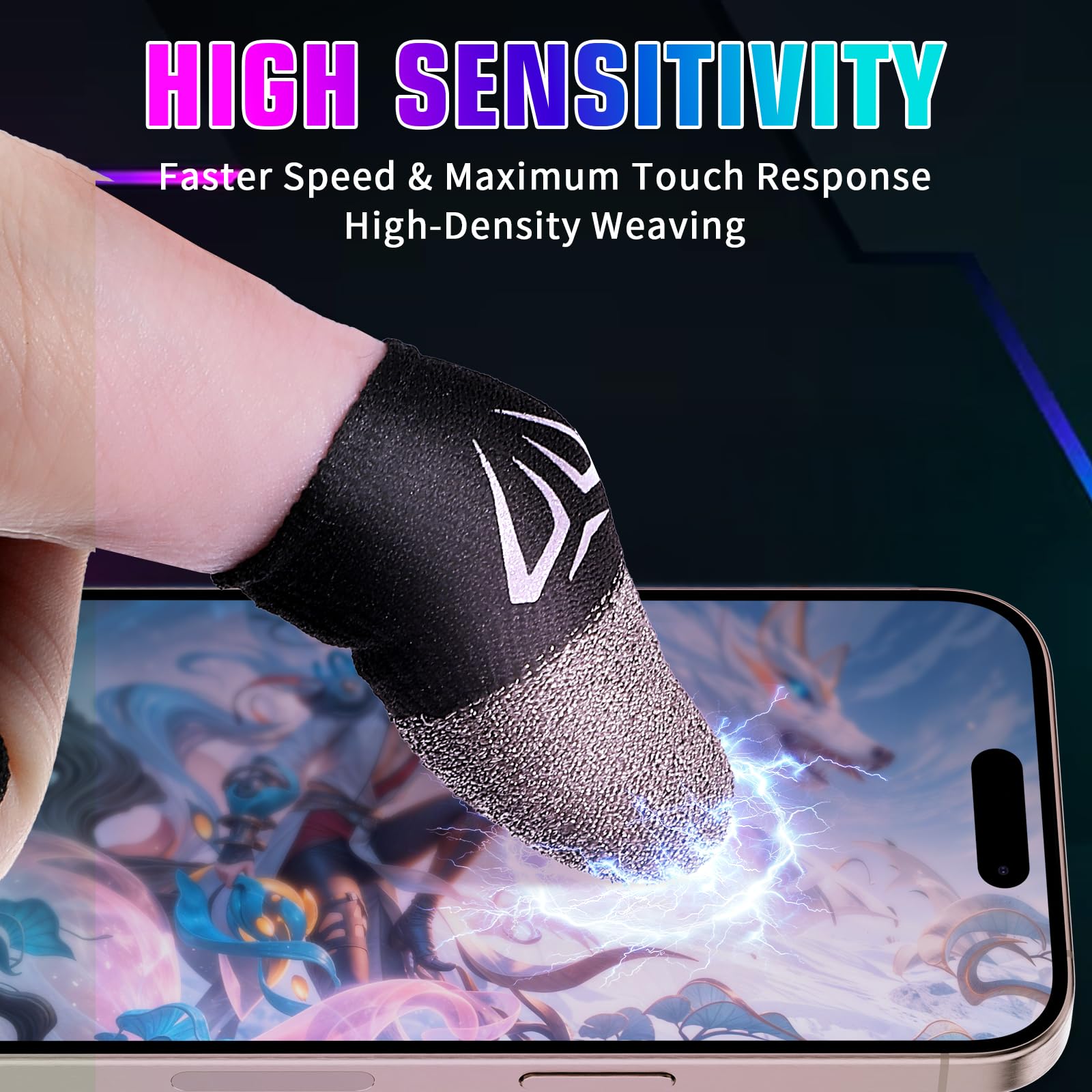 Sibba 16 PCS Fingerlinge Fr Mobiles Gaming  0,3 Mm Dnne Kohlefaser  Daumenschutz, Touchscreen Gaming Handschuhe