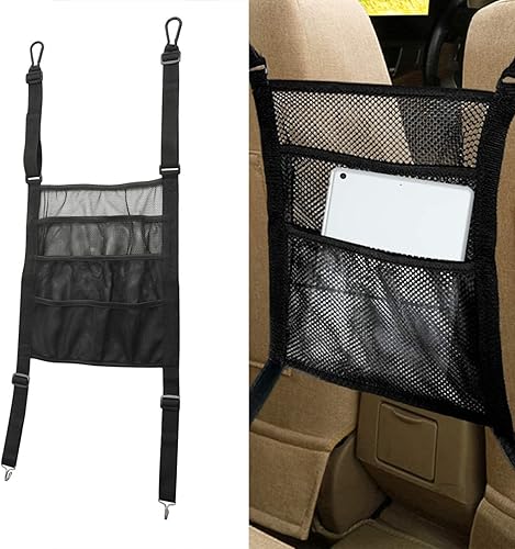 NGHEY Pack-1 Bolsa de red para asiento de automóvil, organizador de almacenamiento entre asientos delanteros, barrera de asiento trasero para