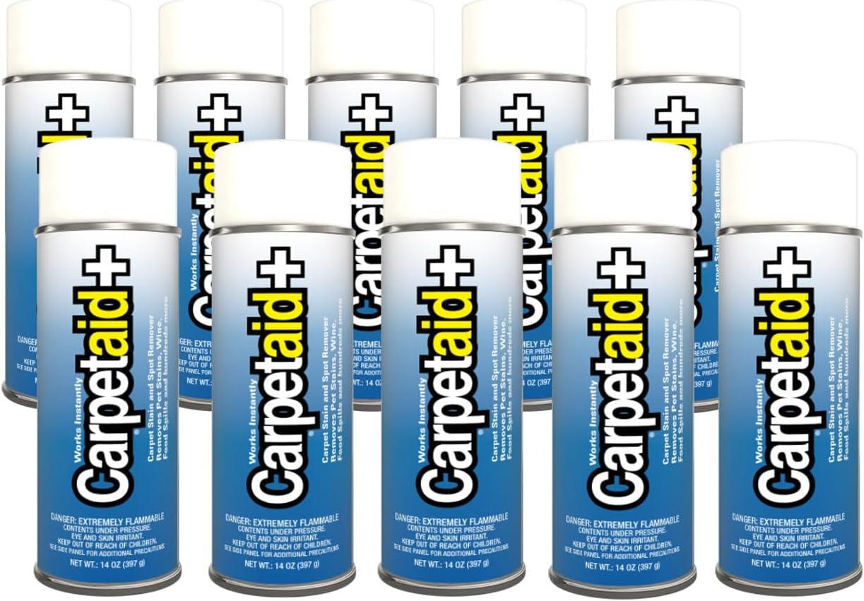 Carpet Aid Spot & Stain Remover, Removes Oil, Grease, Ink, Coffee, Pet Urine & Lipstick from Carpets, Rugs & Upholstery 10 Pk