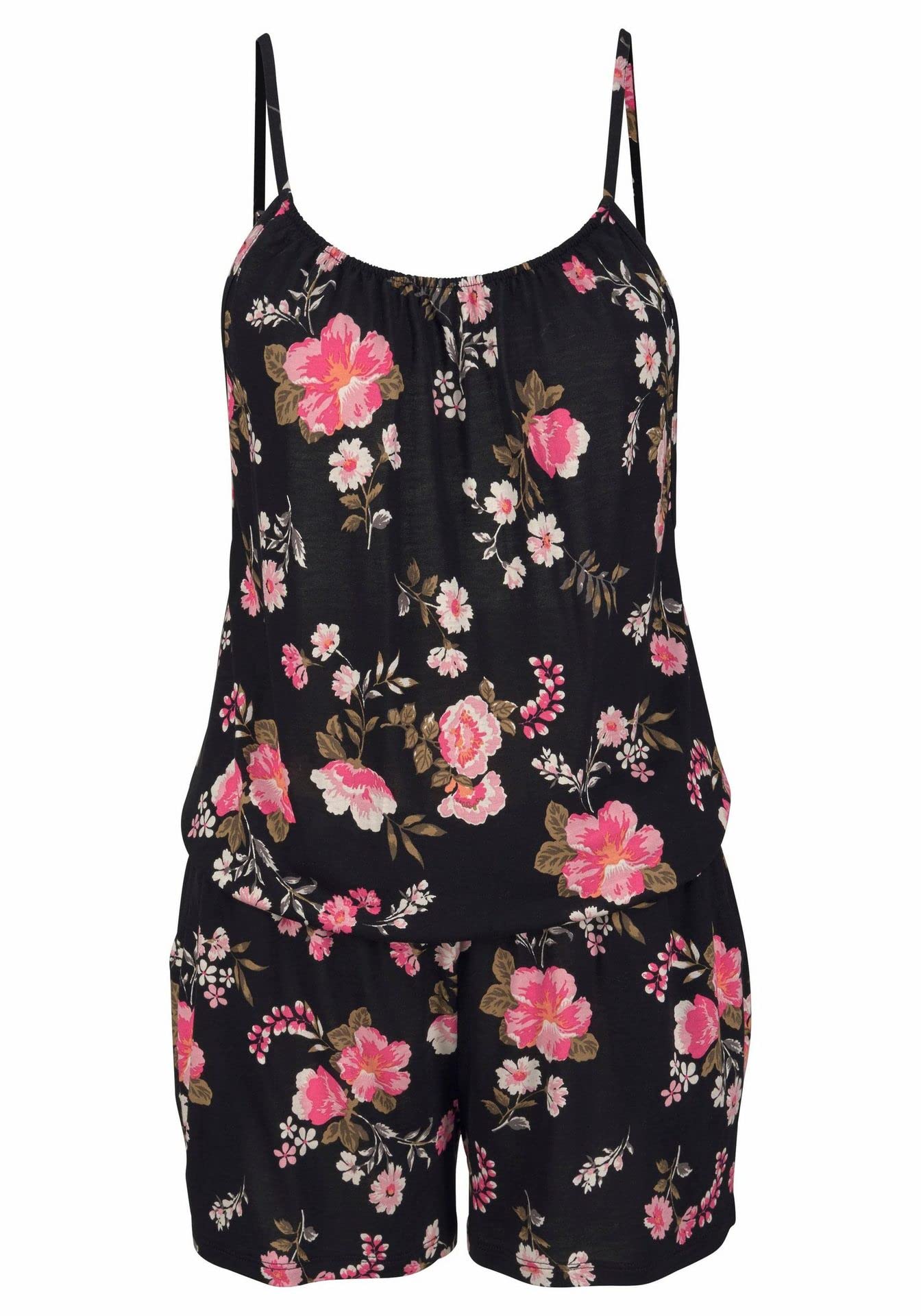 JFAN Été sans Manches Combinaison Femme Floral Imprimer Jumpsuit Fleuri Imprimé Robe Rompers Combishort Casuel Bretelles Floral