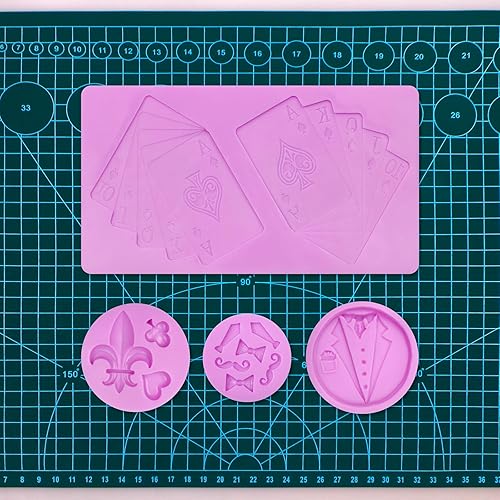 Miniatura 5 de Molde de silicona de póquer, molde de chocolate con forma de espada para club de corazón, corbata para barba, moldes para hornear para el día del