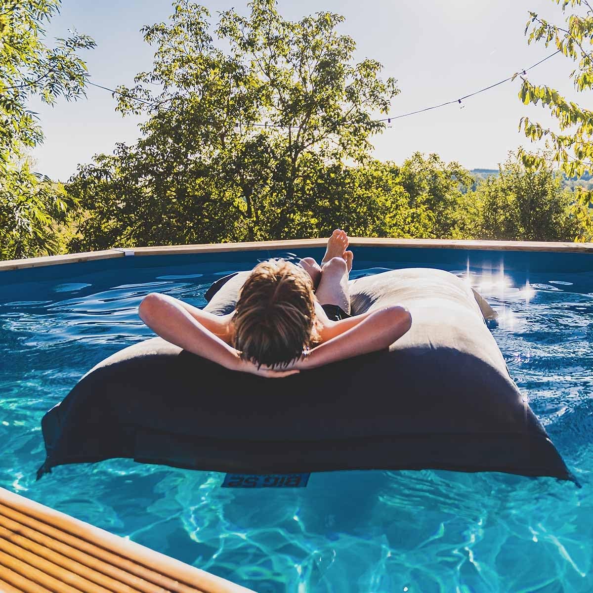 LIVEDECO - Housse Vide Pouf Géant XXL, Flottant pour Piscine, Gris Anthracite Pool BiG52