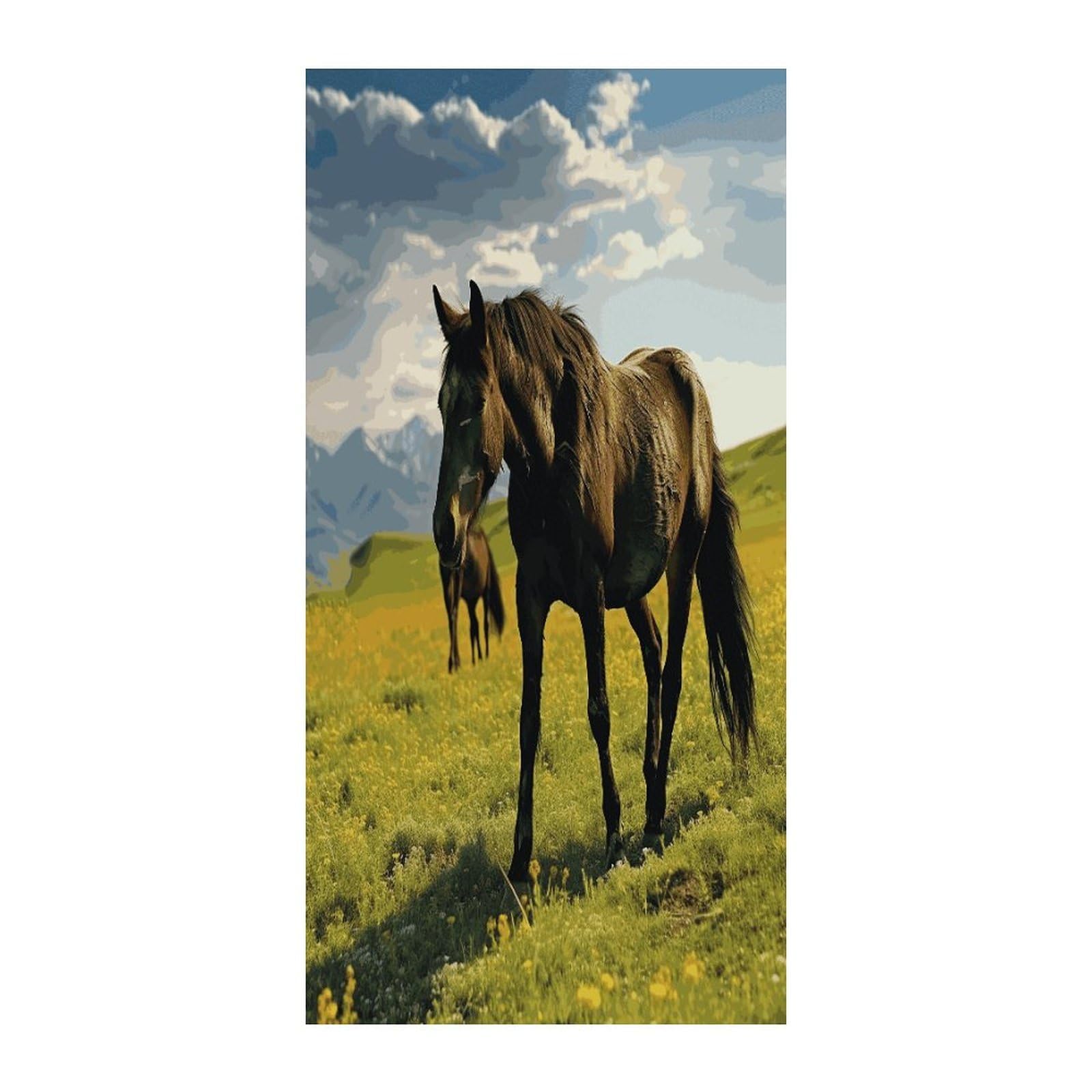 Fekiloot Style Grazing Wild Horses Door Curtain Room Divider Curtains