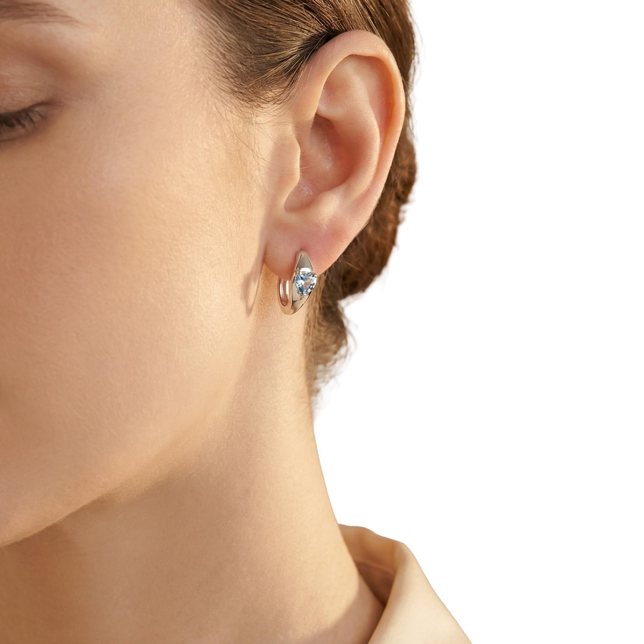 AMOR - Damen Ohrringe 925 Silber - mit Zirkonia Steinen - Herz Creole - AMR-E0108