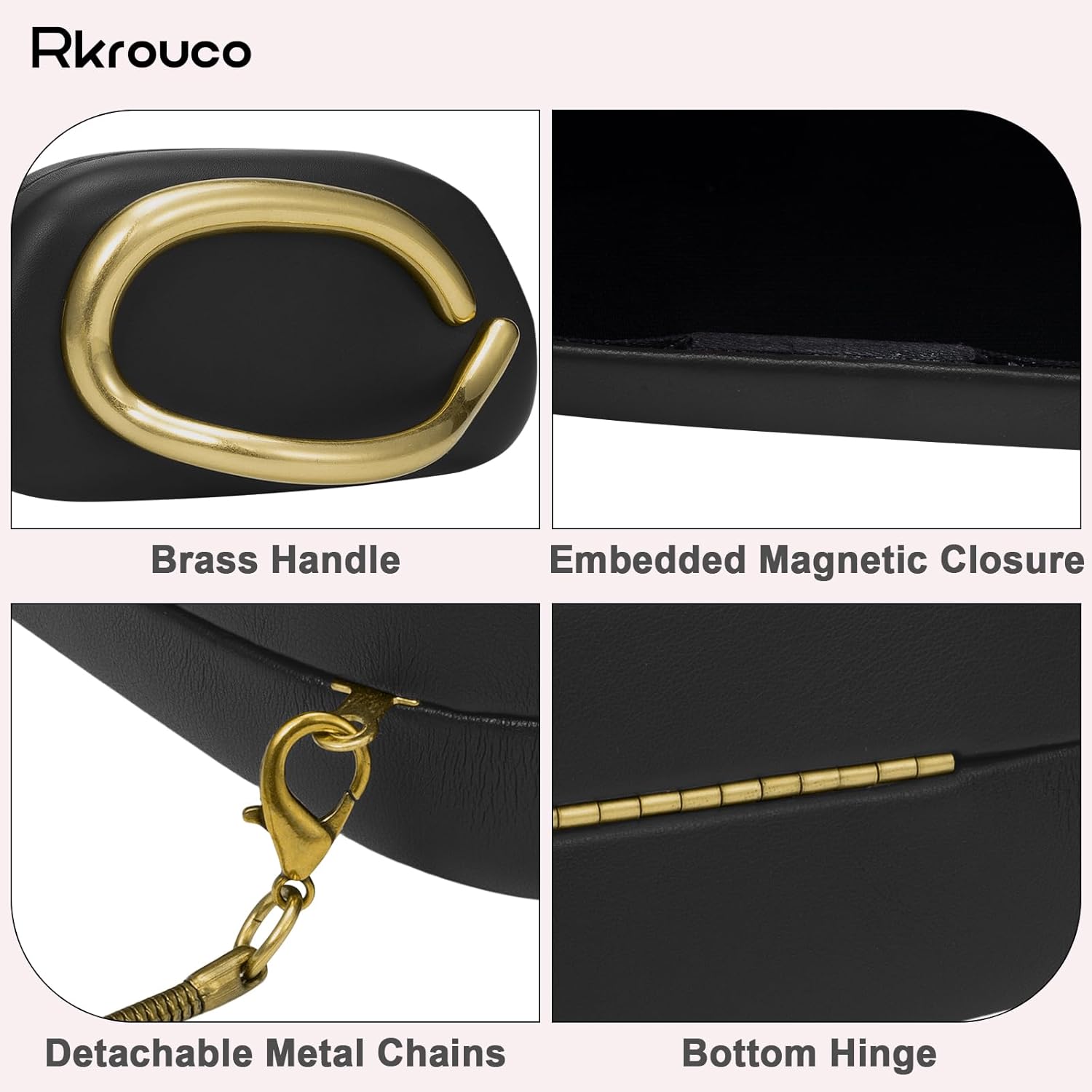 PU Leather Women's Evening Handbags Chocolates Clutch Purse Easy Match with Chain Crossbody Metal Decoration Shoulder Bag - Image 6