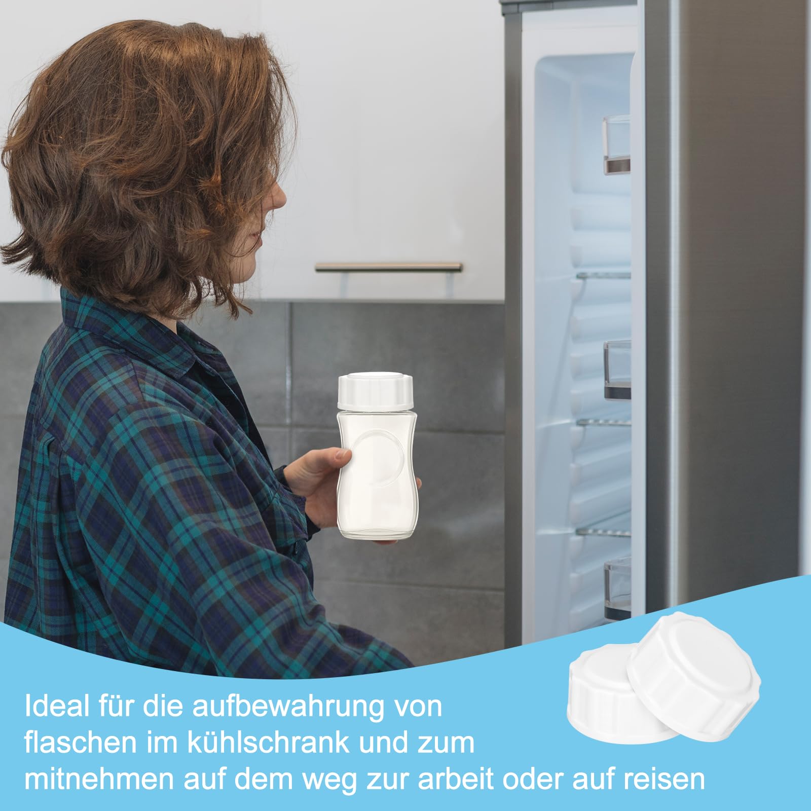 6 chiusure per bottiglie di vetro Philips Avent, coperchio anti-colica con anello di tenuta, chiusura per bottiglie, accessori per viaggi e conservazione (5 cm, bianco)
