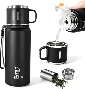 Paslanmaz Çelik İzoleli Şişe, 20oz fincan Vakum Yalıtımlı Su Şişesi, Sıcak İçecekler/Soğuk İçecekler için Termos, 24 Saat Yalıtım İşe Gidip, Seyahat