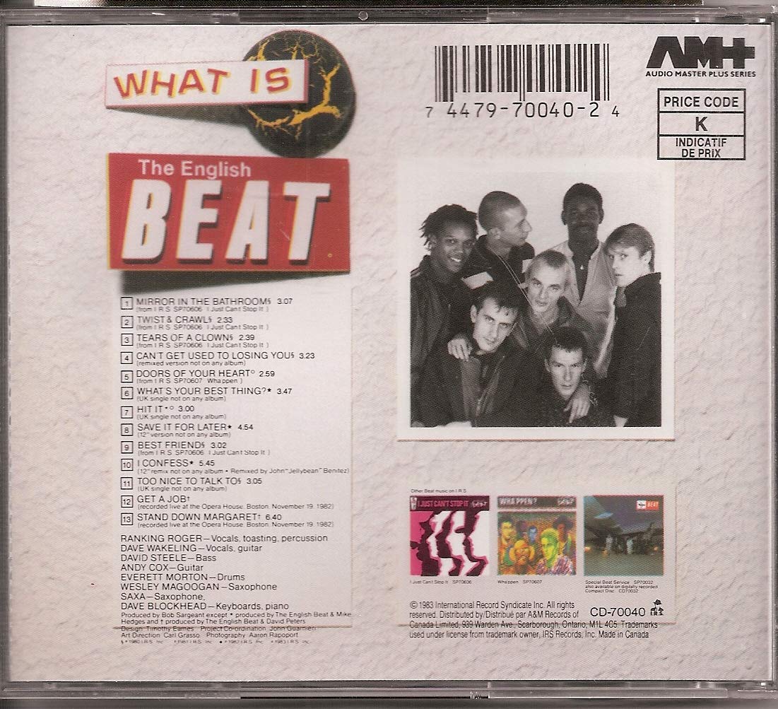 Back cover of 'What Is Beat?' Audio CD, showing the tracklist, band member credits, and a barcode with the UPC 0744797004024.