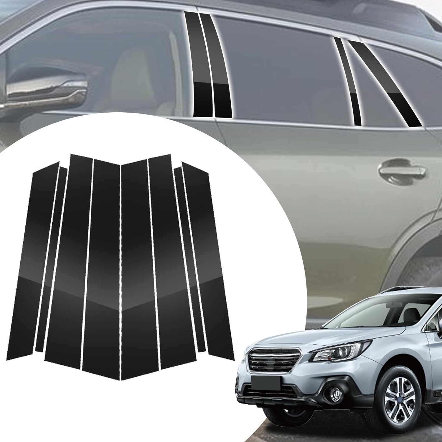8pcs Glossy Black Exterior Door Window Pillar Posts Molding Cover Panel Trim Stickers Side Door Window Cover Trim Kits for Subaru Outback 2020-2023 2024 2025 Accessories