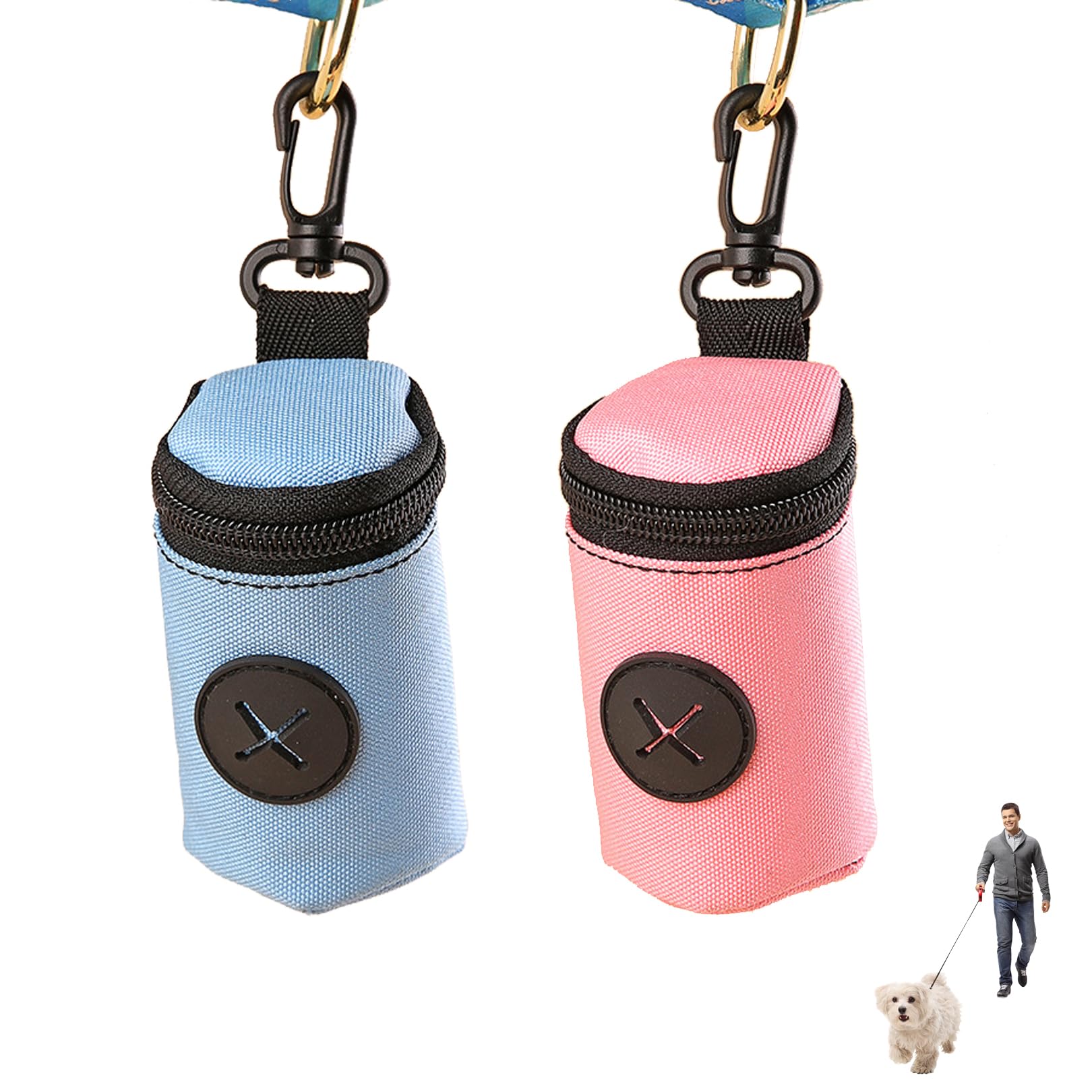 2 pcs Dog Poop Bag Holders,Dogs Poo Bags Organiser,Comfortable and Durable Poops Dispenser,Mini Canine Garbage Waste Storage Holder,for Pet Walking,Hiking,Camping,Travelling (Blue+Pink)