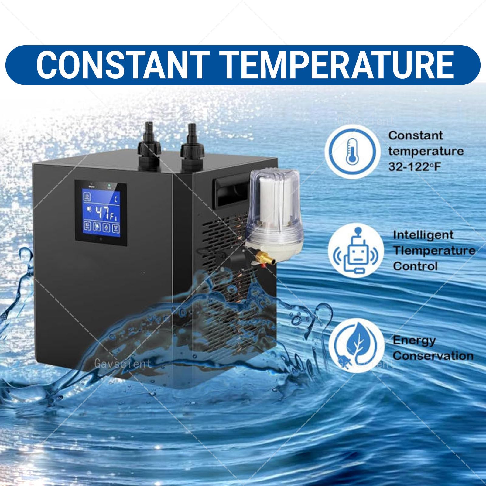 Refrigeratore d'acqua per bagno di ghiaccio per vasche ad immersione fredda, 1/3 HP aggiornato con pompa, filtro esterno per uso domestico e professionale
