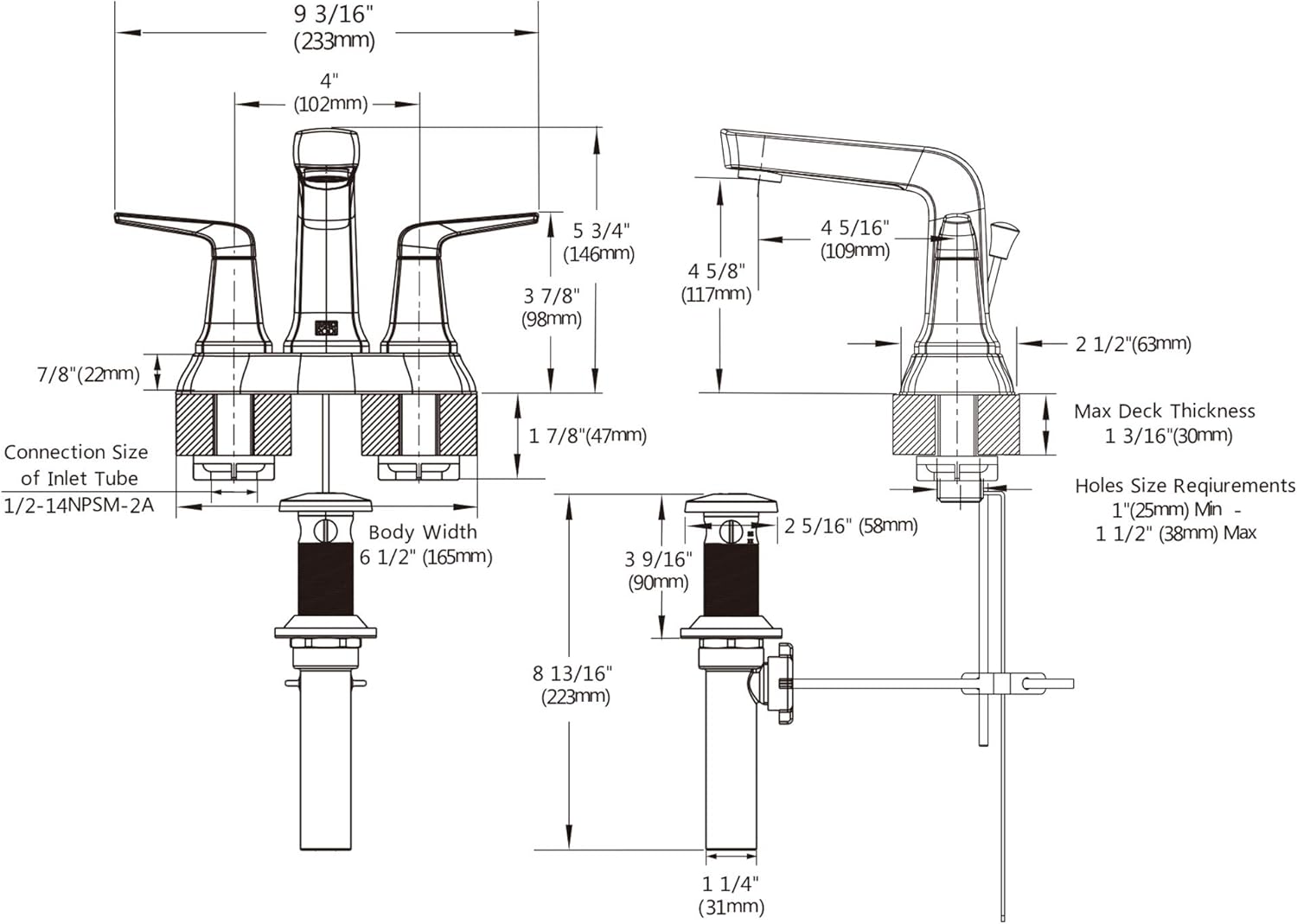 Buy 4 inch Centerset Brushed Gold Bathroom Faucet ,Two Handle 3 Holes