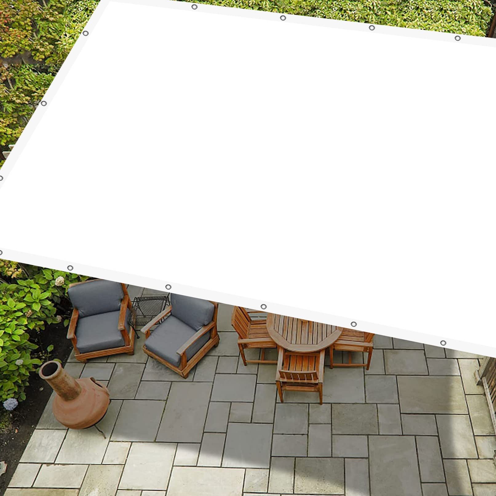 Voile d'ombrage blanc 4x9m pour pergola et patio créez un coin d'ombre frais cet été