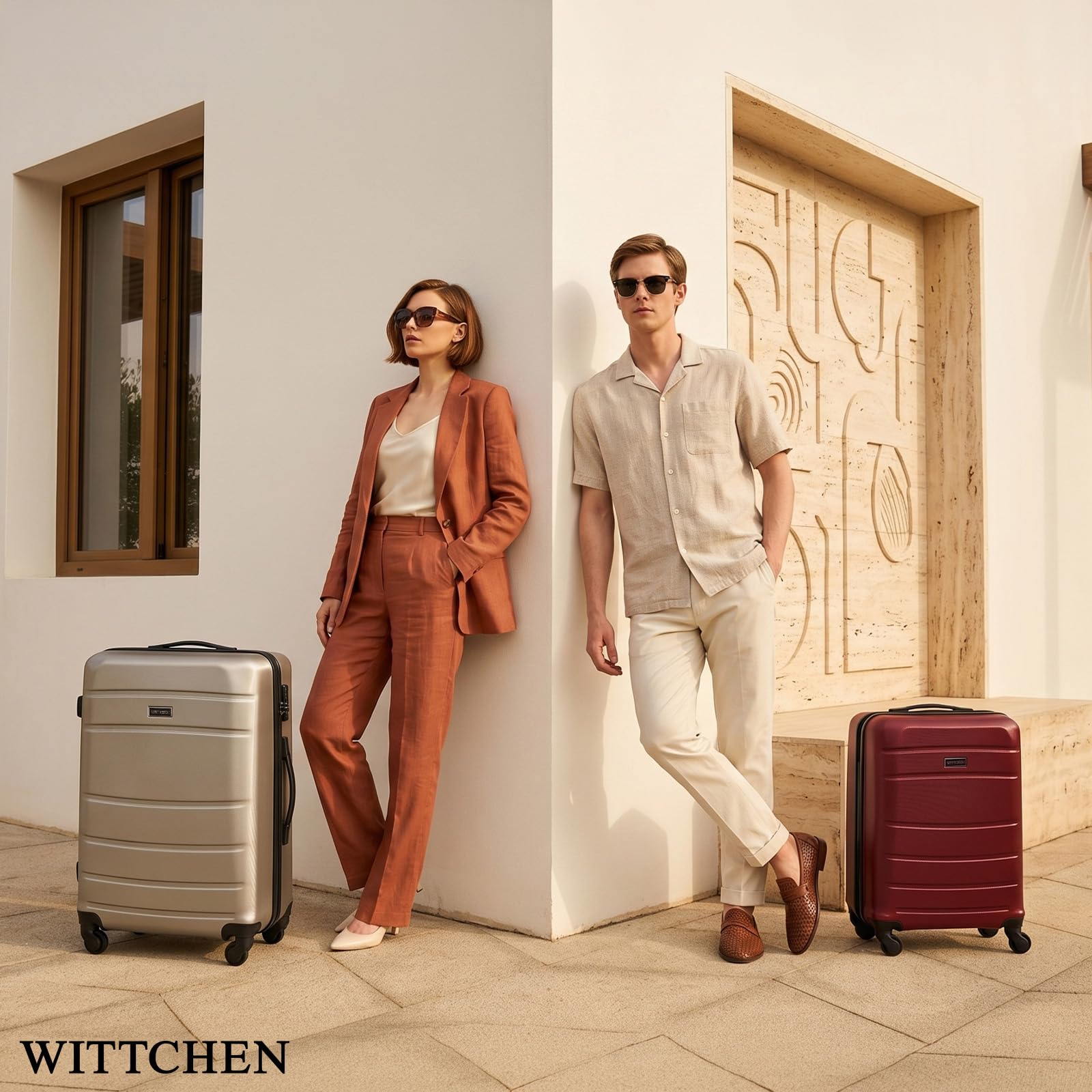WITTCHEN Globe Line Kosmetikkoffer Reisekoffer Handgepäck Kabinenkoffer Hartschale aus ABS Zahlenschloss | 25 x 33 x 16,5 cm | Rot Lufthansa/Eurowings/Ryanair/Condor/Discover Airlines