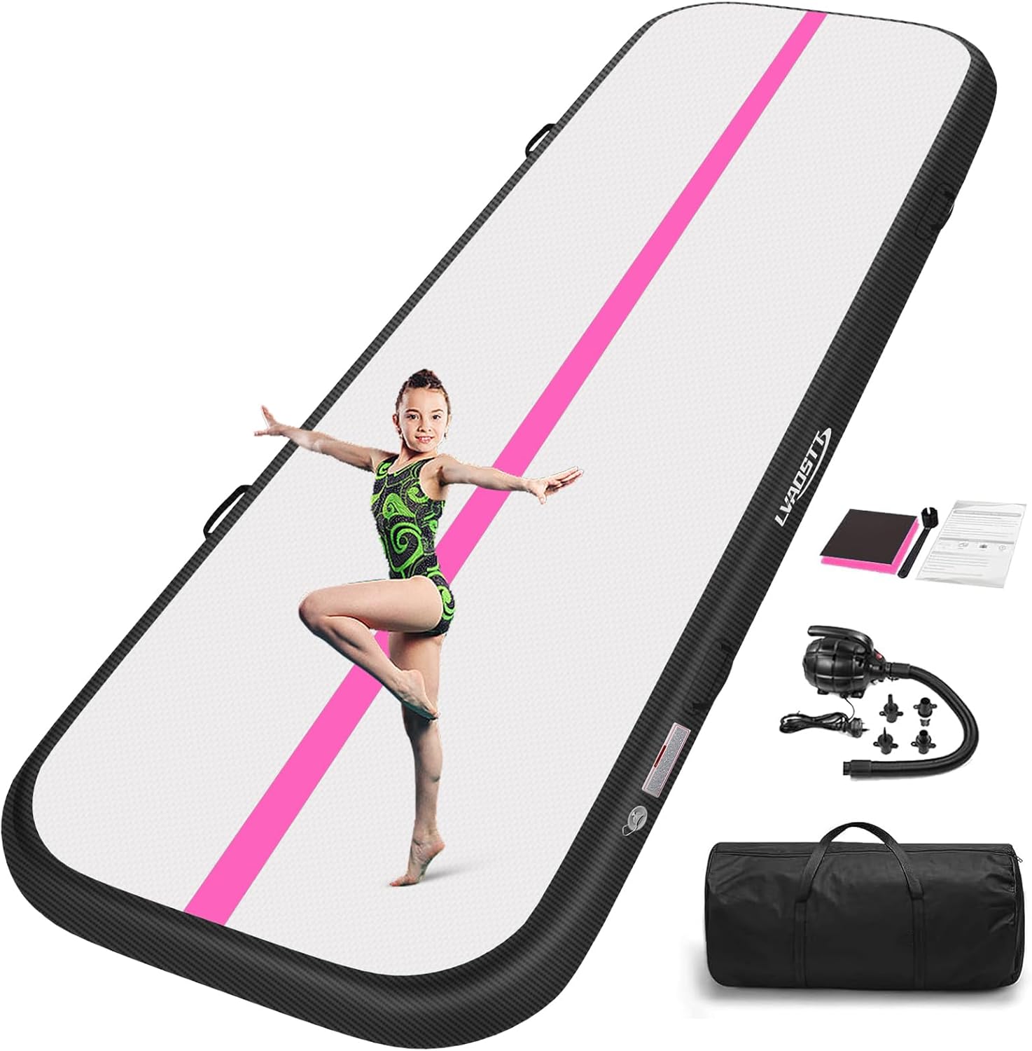 Gymnastics Air Mat Tumbling Mat 13ft/16ft/20ft Tumble Track, Inflatable Tumbling Mat 4/8 inch Thickness Gymnastics Air Training Mats with Electric Air Pump for Home Use/Tumbing Meditation/Cheerleading/Water Use