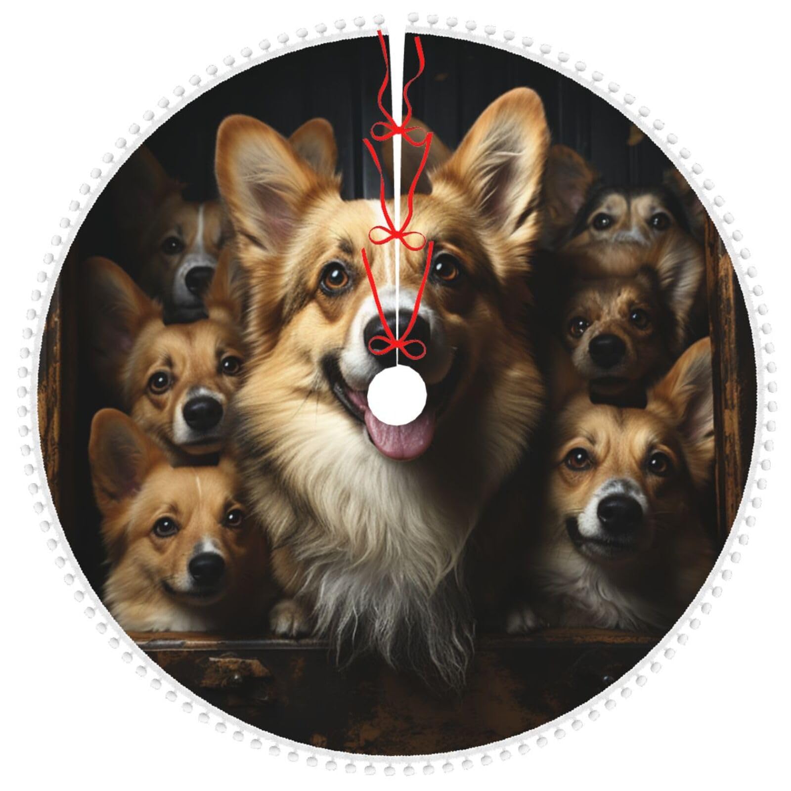 Tapis de sapin de Noël Corgi pour une ambiance de fête au salon
