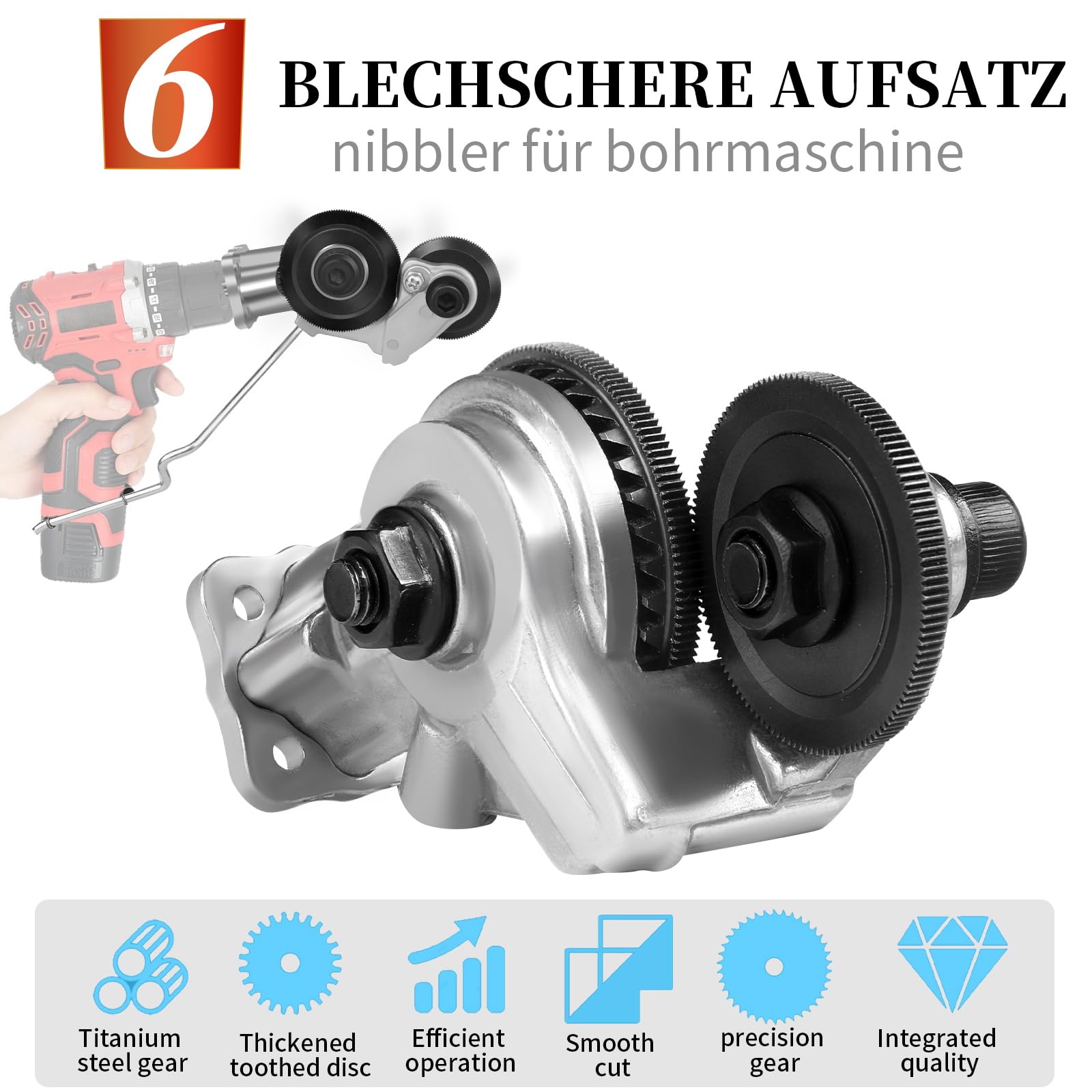 Cisaille à tôle électrique pour visseuse sans fil, grignoteuse de tôle de perceuse à main, pour couper le fer, la tôle blanche, l'acier, le cuivre, l'aluminium (L-001)