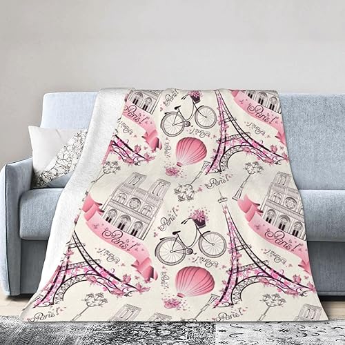 Miniatura 9 de Duduho Manta de cama de la Torre Eiffel de París, ultra suave, para el Día de San Valentín, para todas las estaciones, cálida y ligera, acogedora