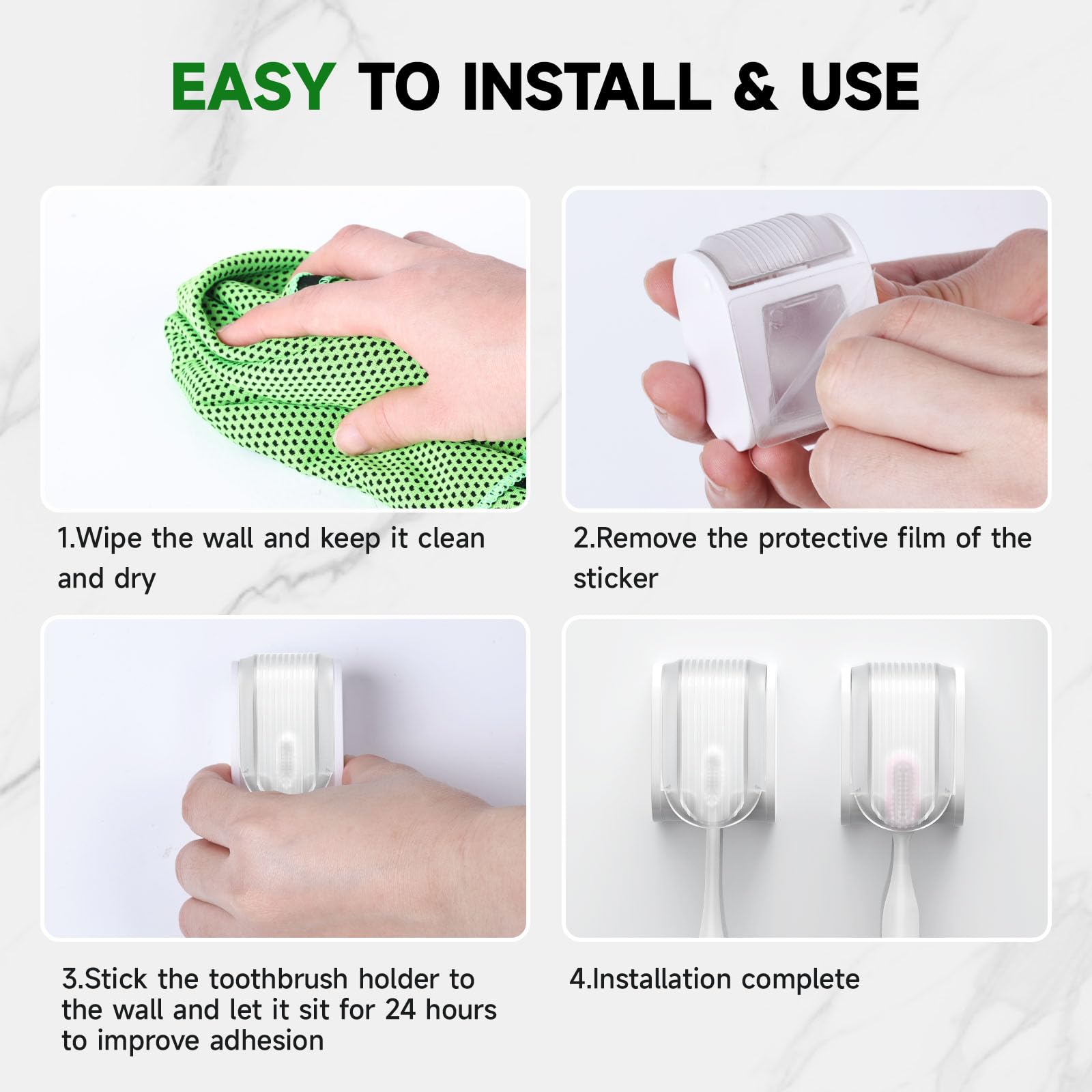 6 portaspazzolino da parete, design a fessura singola, porta spazzolino da parete autoadesivo da parete con coperchio, impermeabile e antipolvere, adatto per bagno, famiglia, viaggi (trasparente)