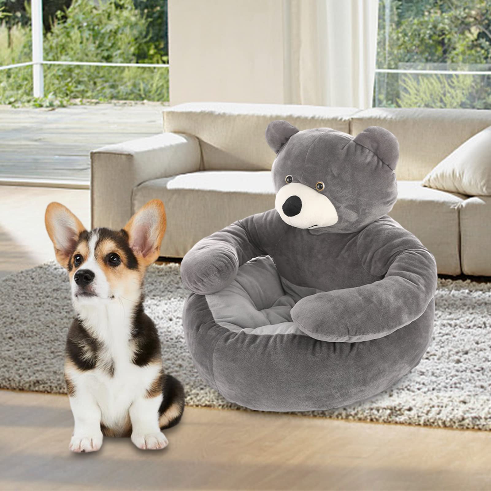 Cuccia per Cani e Gatti, soffice, Rotonda, in Peluche, Super Morbida, Calda, con Orsetti , per Cani, Lavabile, Ultra Morbida