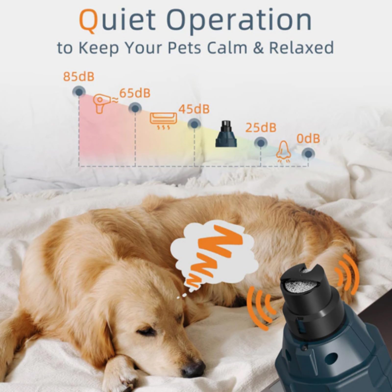 SWZEC Quiet Rechargeable Dog Nail Grinder - LED Lights & Breed-Specific Ports (Blue) - image 5