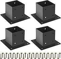Vista 9 de Base de Poste 4×4, Soportes de Poste de Terraza, Tamaño Interior 3.5"×3.5", Base de Anclaje de Poste de Valla de Acero Grueso, Metal Negro