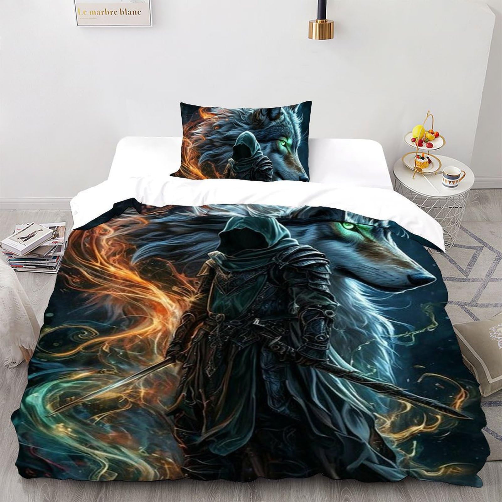 Parure de lit animaux loup 3D crée une ambiance nature sauvage dans la chambre enfant 135x200
