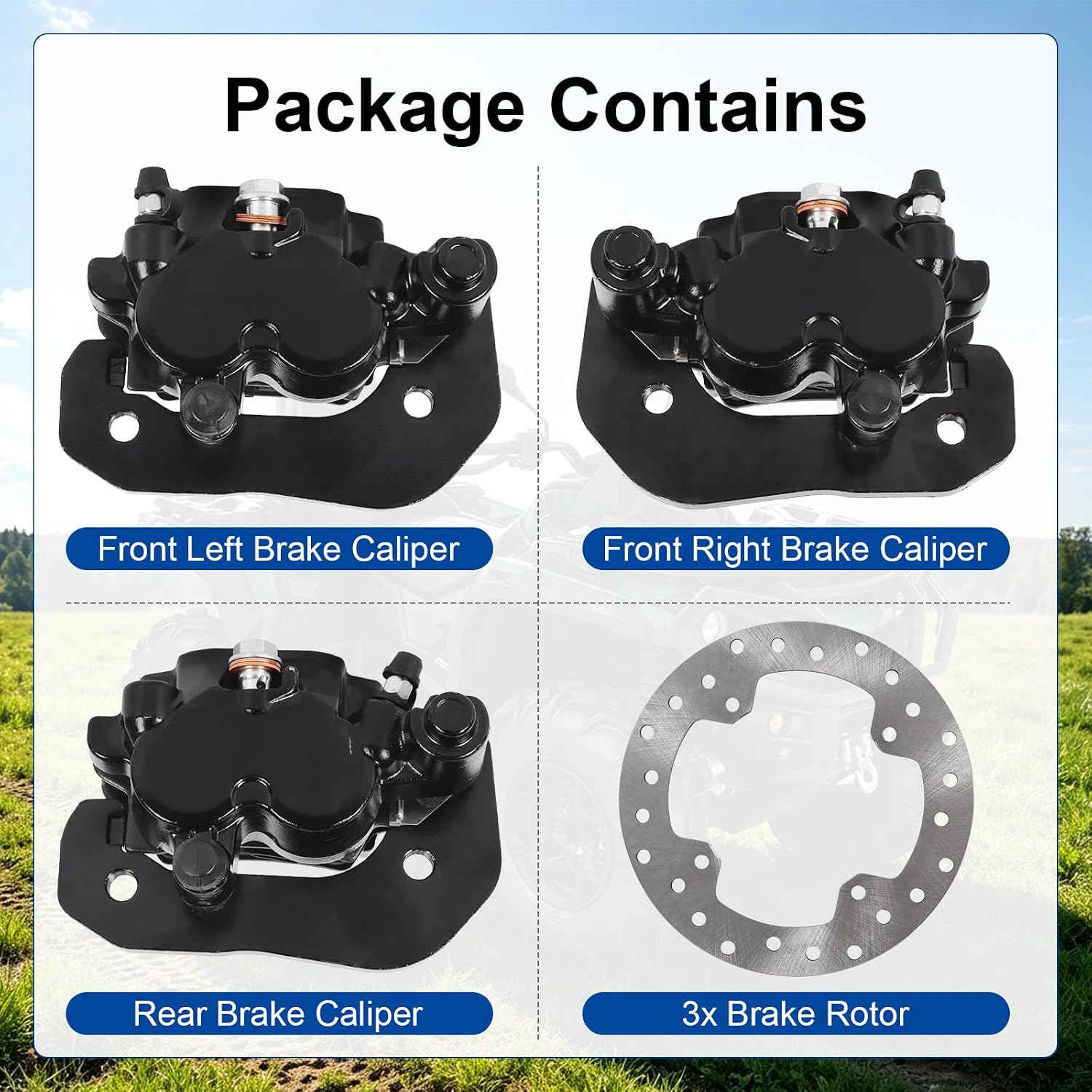 Front Left Right & Rear Brake Caliper and Rotor Fit For Outlander Renegade