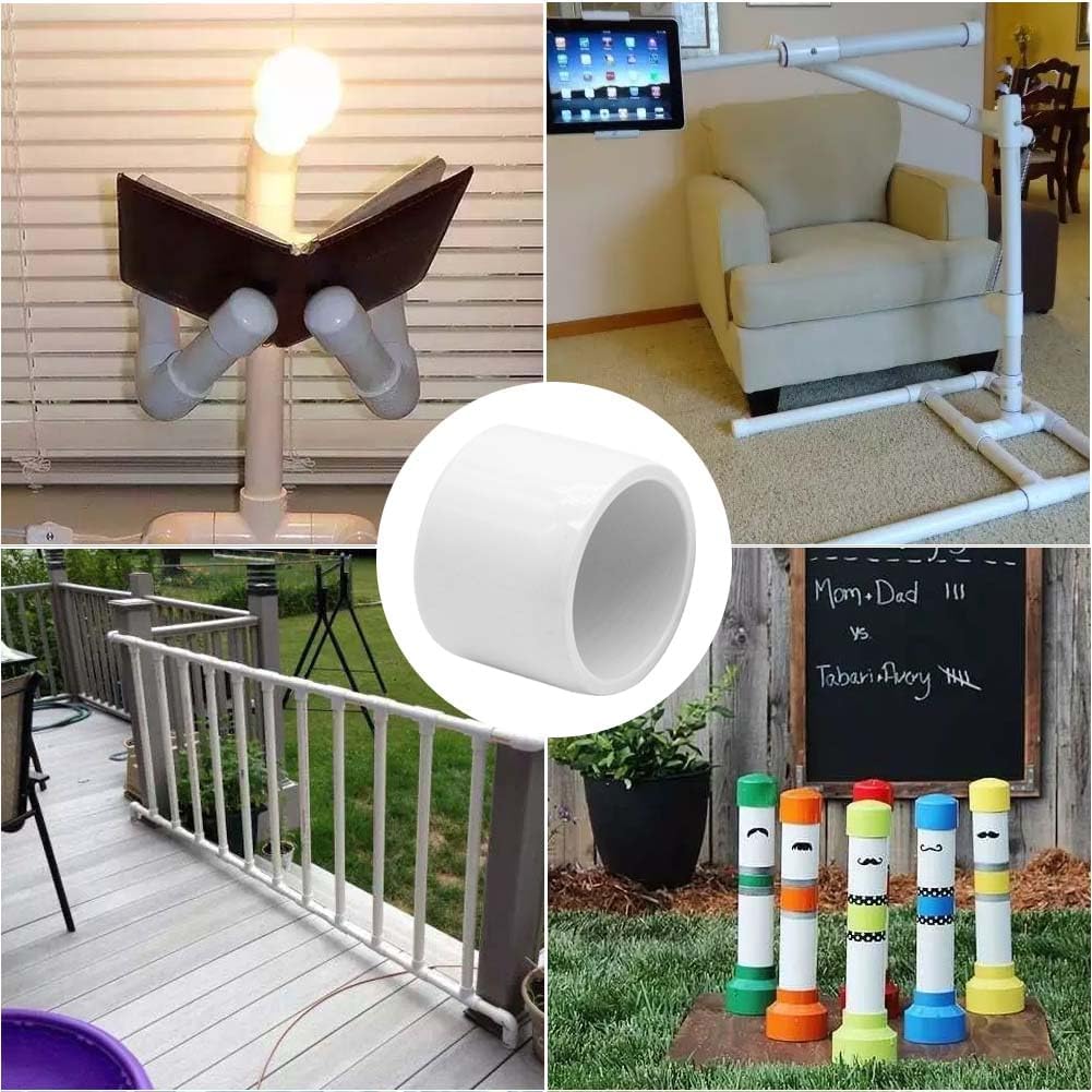 1/2" PVC Pipe End Cap Fitting,Schedule 40 Plug Adapter Connector Socket White for DIY Structure Garden Shelf (20 Pack)