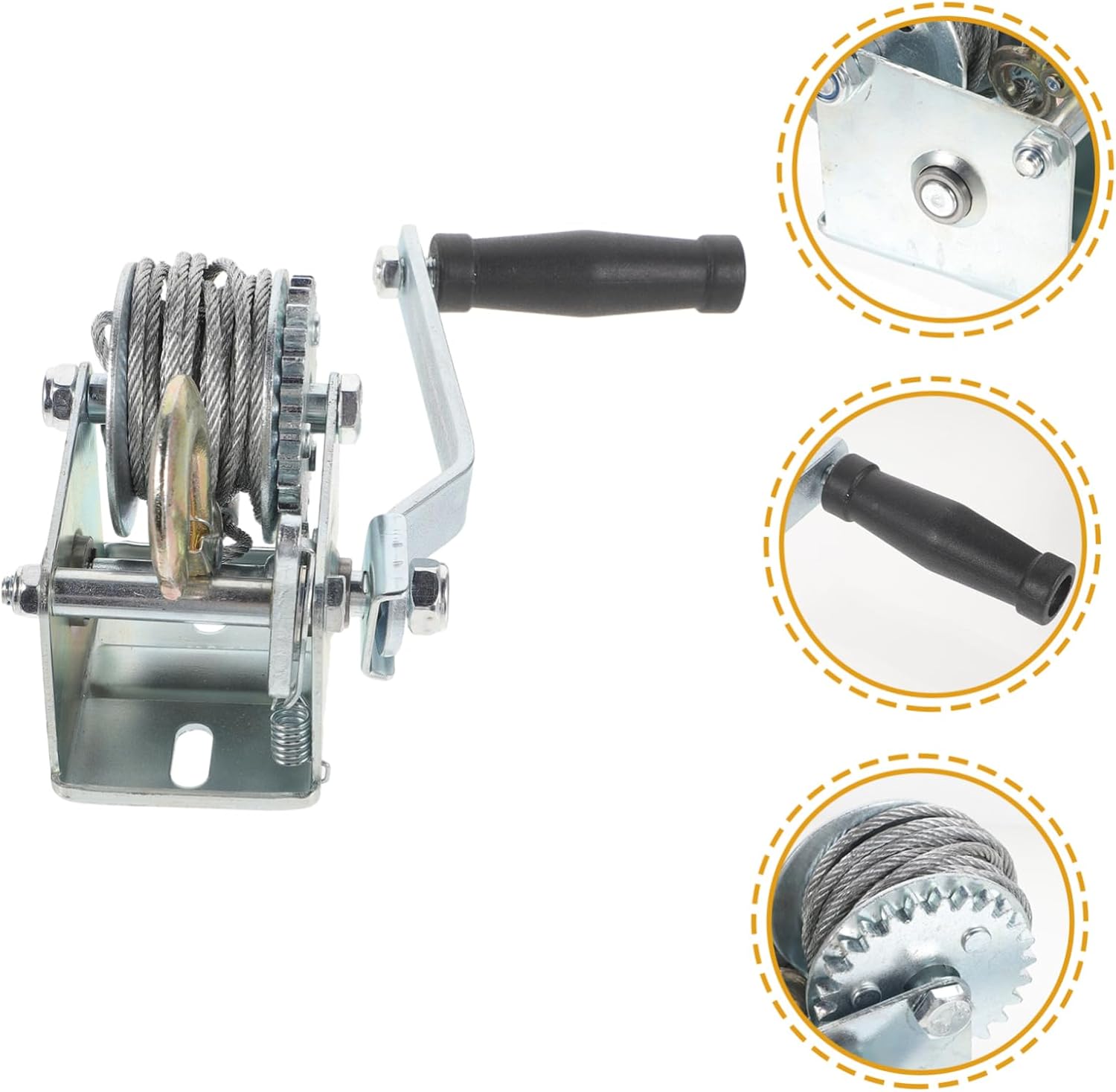 Unomor 2pcs Heavy Duty Manual Winch Steel Cable Capacity for Towing Boat Trailers and Industrial Applications