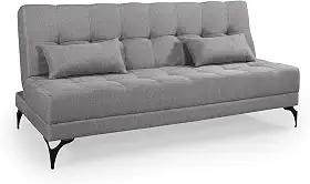 Sofá Cama Solteiro Nevada Reclinavel Revestimento Linho Pes em Ferro (CINZA)