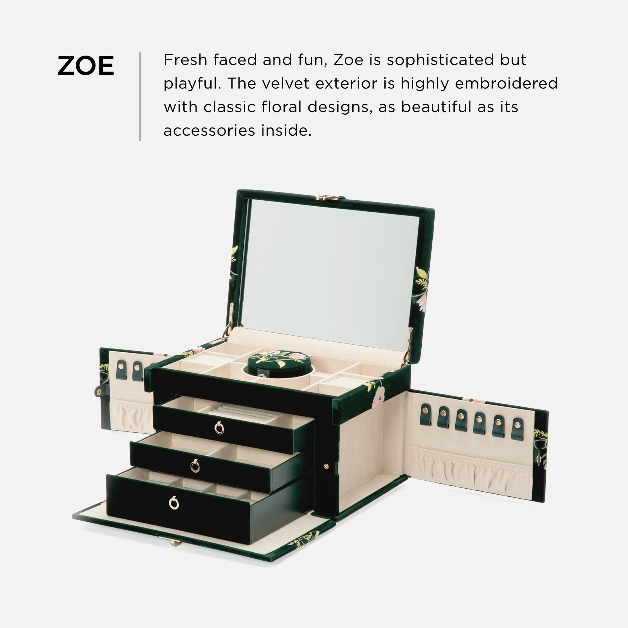 Amazon.com: WOLF Zoe Large Jewelry Box, Forest Green - 20