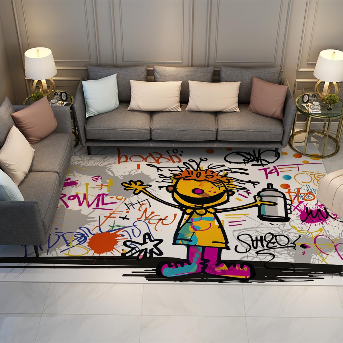 Tapis de dessin animé grand format 100x150cm lavable et antidérapant