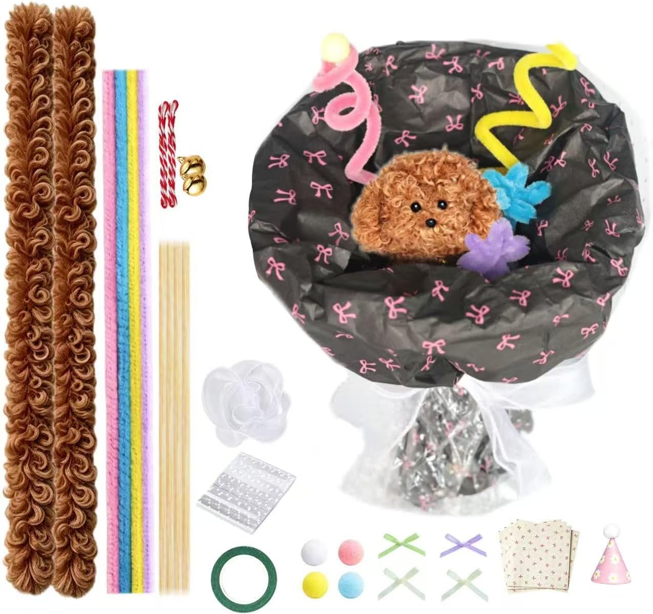 DIY 2Pcs Twisty Stick Bouquet Kit, Handmade Craft Set for Adults and Teens. Perfect Handmade Gift for Graduation, Birthday, Valentine’s Day and Friendship, Cute Desk Decor.
